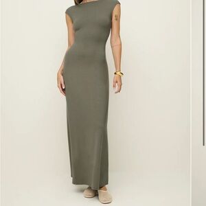 Army green knit Reformation dress